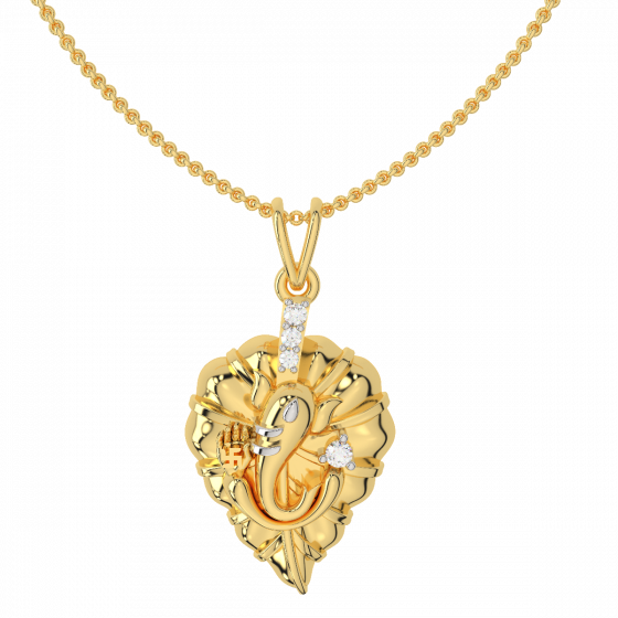 Lord Ganesha Leaf Diamond Pendant