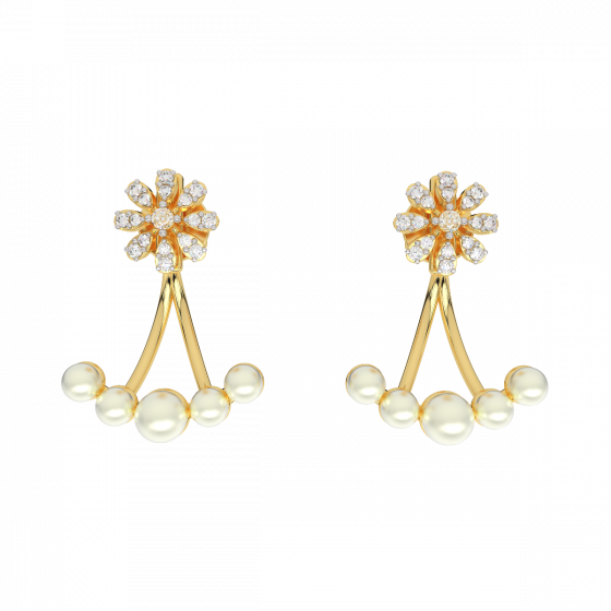 Fantastic Fall Pearl Diamond Earrings