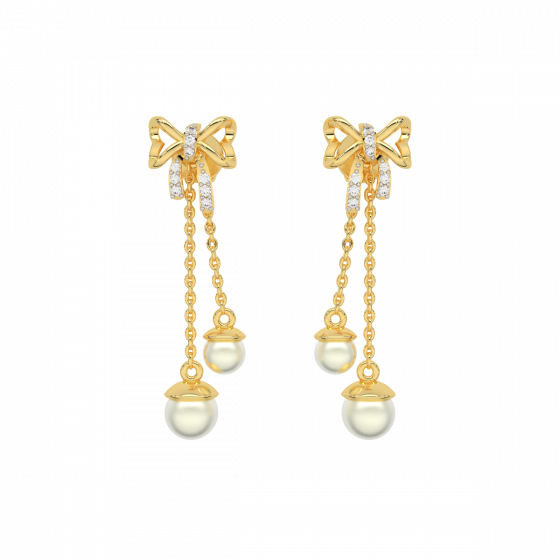 Knotty  Pearl Diamond Danglers