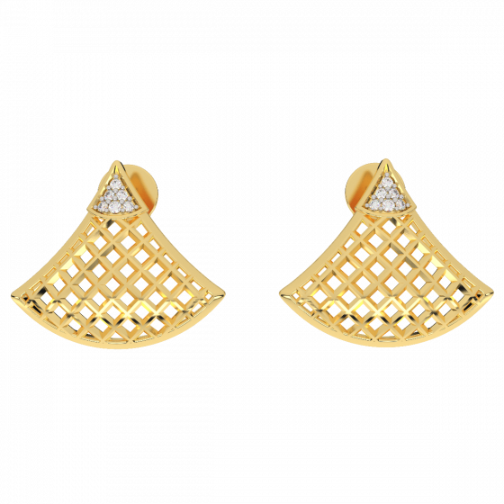 Golden Lattice Diamond Studs