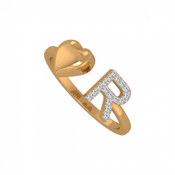   R  Shaped Diamond Ring