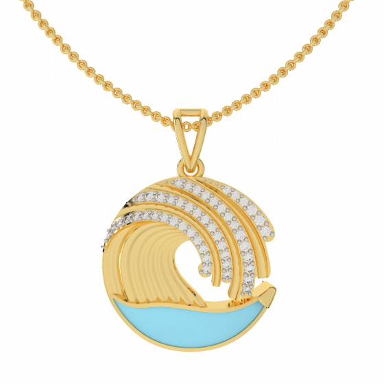 Life Is A Wave Diamond Pendant With Enamel