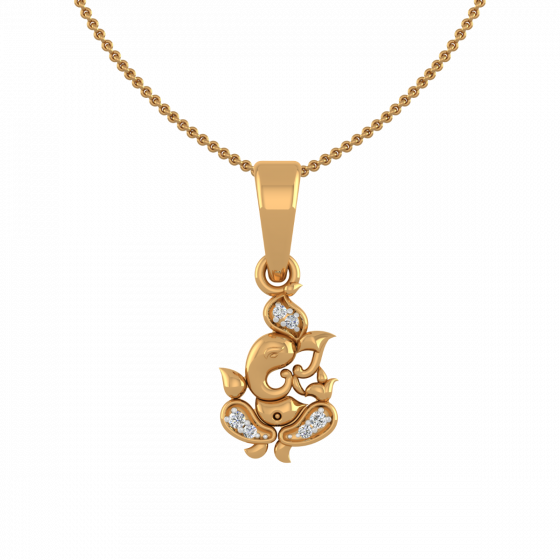 Auspicious Ganpati Gold Diamond Pendant