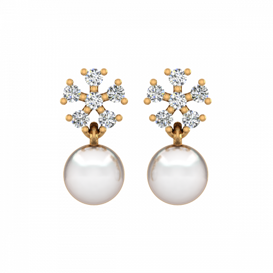 Snowflakes Pearl Diamond  Earrings