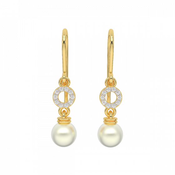 Enticing Sunshine Pearl Diamond Earrings