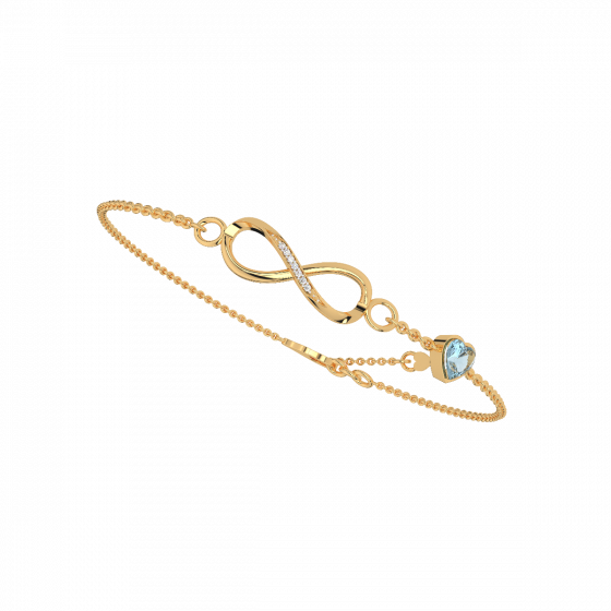 Infinity With Blue Heart Diamond Bracelet