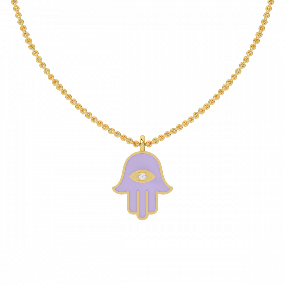 Enamel and Diamond Hamsa Evil Eye Pendant