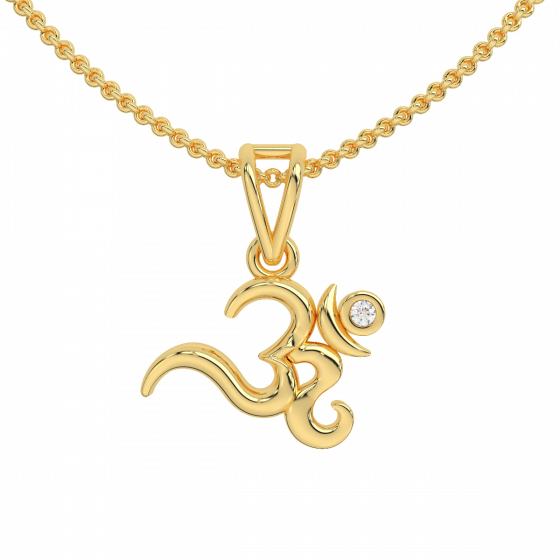 Auspicious Om Gold Diamond Kids Pendant