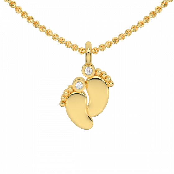 Baby Feet Gold Diamond Kids Pendant