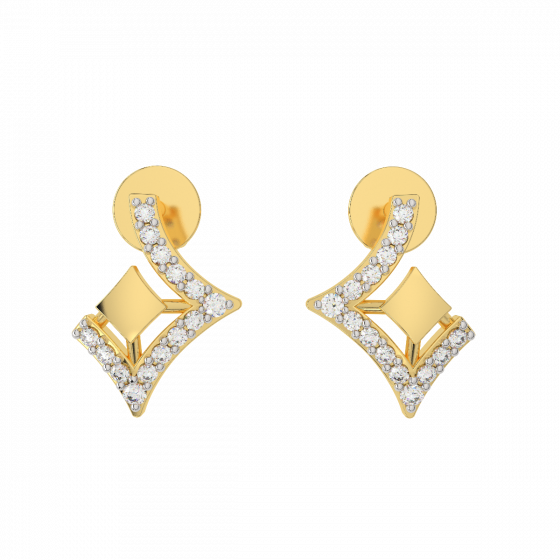 Cut And Out Gold Diamond Studs