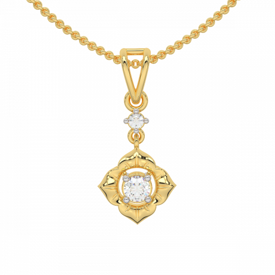 Floral Poise Gold Diamond Pendant