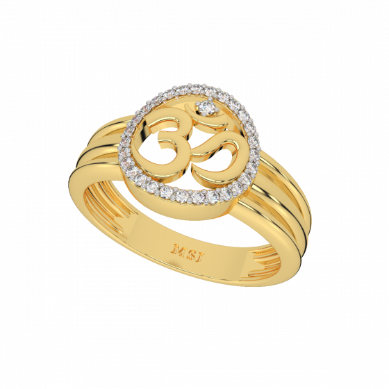 Auspicious Om Halo Diamond Men's Ring