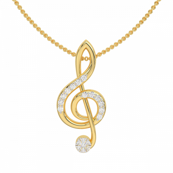 The G clef Music Note  Diamond Pendant