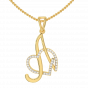 Letter A Heart Gold Diamond Pendant