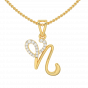 Letter N Heart Shaped Diamond Pendant