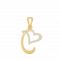 Letter C Heart Gold Diamond Pendant