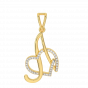 Letter A Heart Gold Diamond Pendant