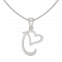 Letter C Heart Gold Diamond Pendant