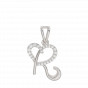 Alphabet R Heart Shaped Diamond Pendant