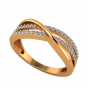 Golden Crossover Diamond Ring