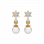 Blooming Whites Pearl  Diamond Earrings