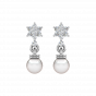 Blooming Whites Pearl  Diamond Earrings