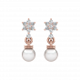 Blooming Whites Pearl  Diamond Earrings