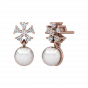 Snowflakes Pearl Diamond  Earrings