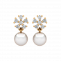 Snowflakes Pearl Diamond  Earrings