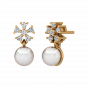 Snowflakes Pearl Diamond  Earrings