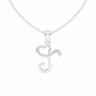 Alphabet T Heart Shaped Diamond Pendant