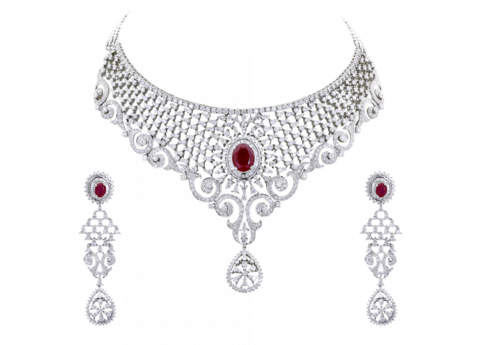 Phenomenally Shaped Dangling Diamond Necklace