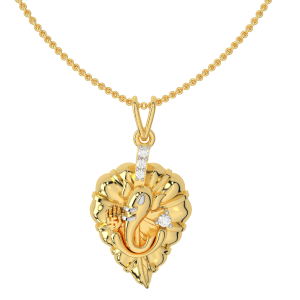 Lord Ganesha Leaf Diamond Pendant