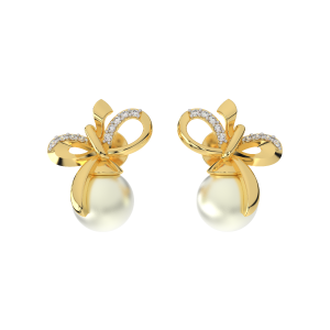 Pearl Knot Diamond  Studs