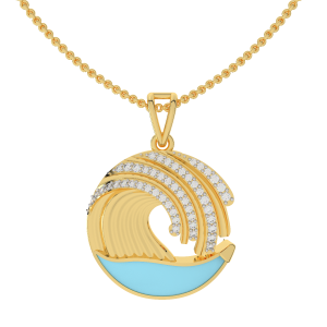 Life Is A Wave Diamond Pendant With Enamel