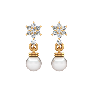 Blooming Whites Pearl  Diamond Earrings