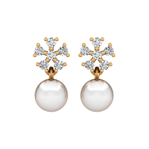 Snowflakes Pearl Diamond  Earrings