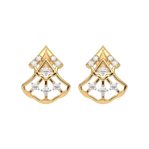 Curved Triangle Diamond Earrings 