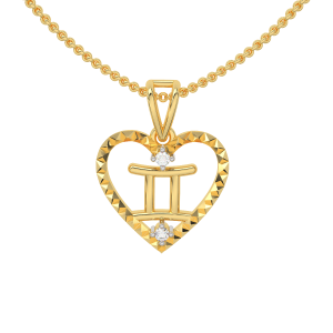 Gemini Zodiac Sun Sign Gold Diamond Pendant