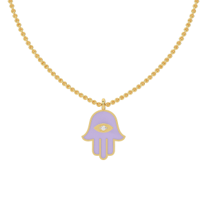 Enamel and Diamond Hamsa Evil Eye Pendant