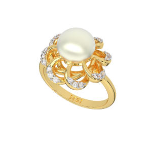 Pearl Twirls Diamond Ring