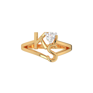 Customize Couple Initials Gold Diamond Ring