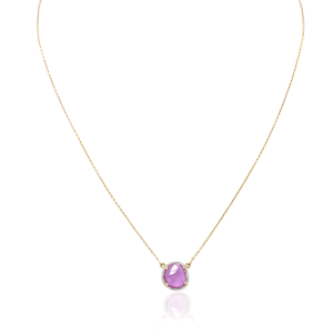  A Diamond and Pink Sapphire Pendant Chain 