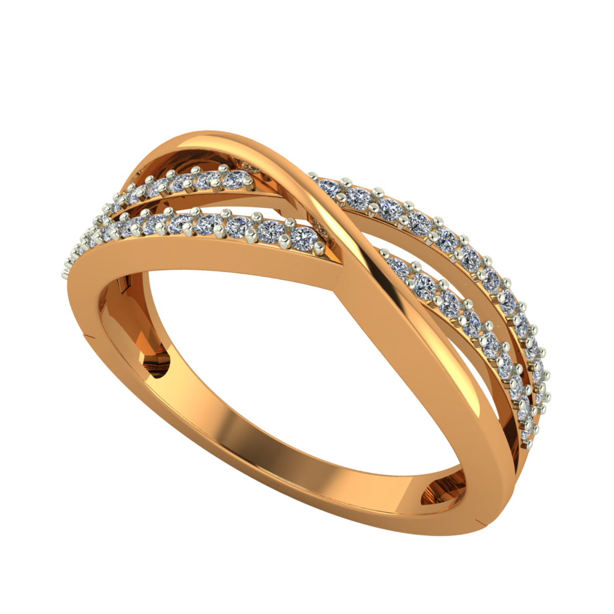 Motisons Jewellers Golden Crossover Diamond Ring