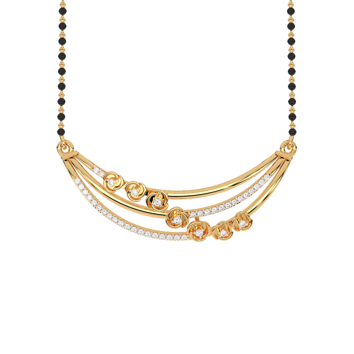 Mangalsutra With Black Beads Gold Chain