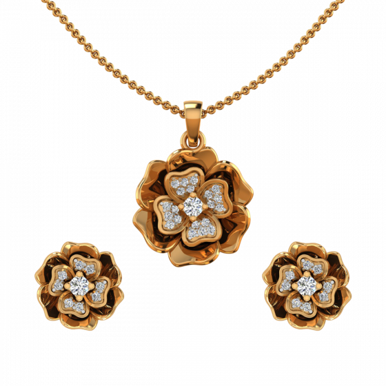 The Floral Fashion Diamond Pendant Set