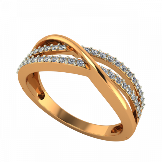 Golden Crossover Diamond Ring