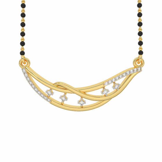 Delightful Mangalsutra With Black Beads Gold Chain