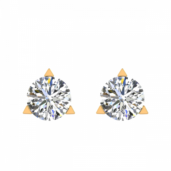 A Quarter Carats Solitaire Diamond Earrings Studs
