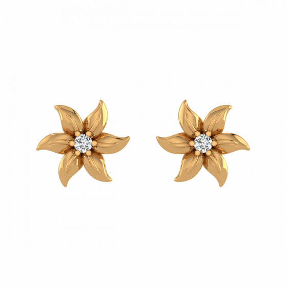 Floral Accents Diamond Stud Earrings